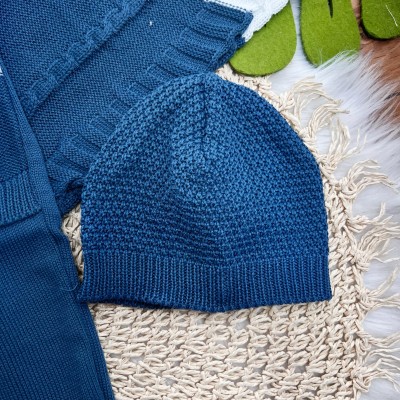 Saída de Maternidade 3 Peças Lucas - Azul Bebê e Azul Jeans